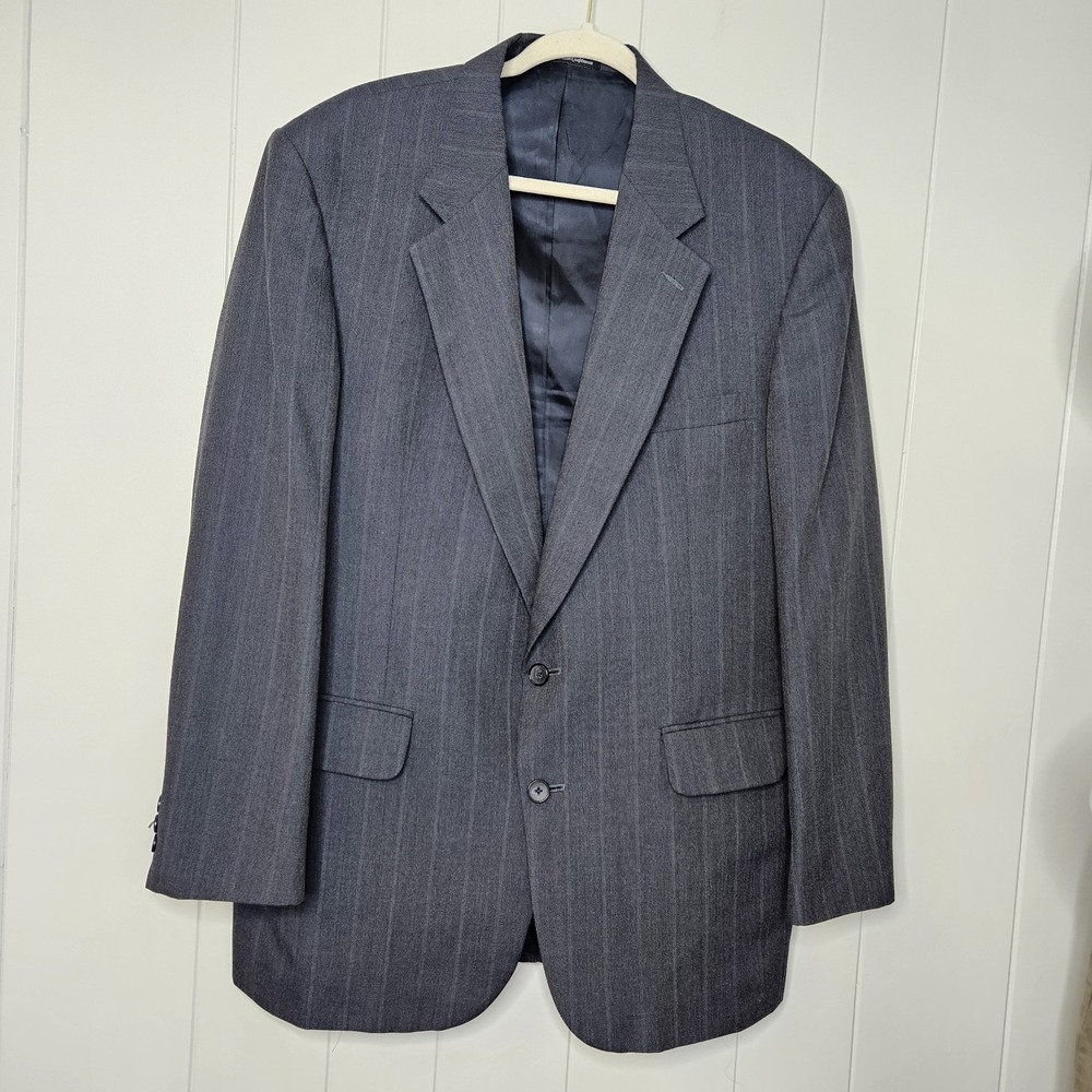 Men's‎ Suit Jacket American Craftsman Made In USA Stafford Gray/White Pin Stripe